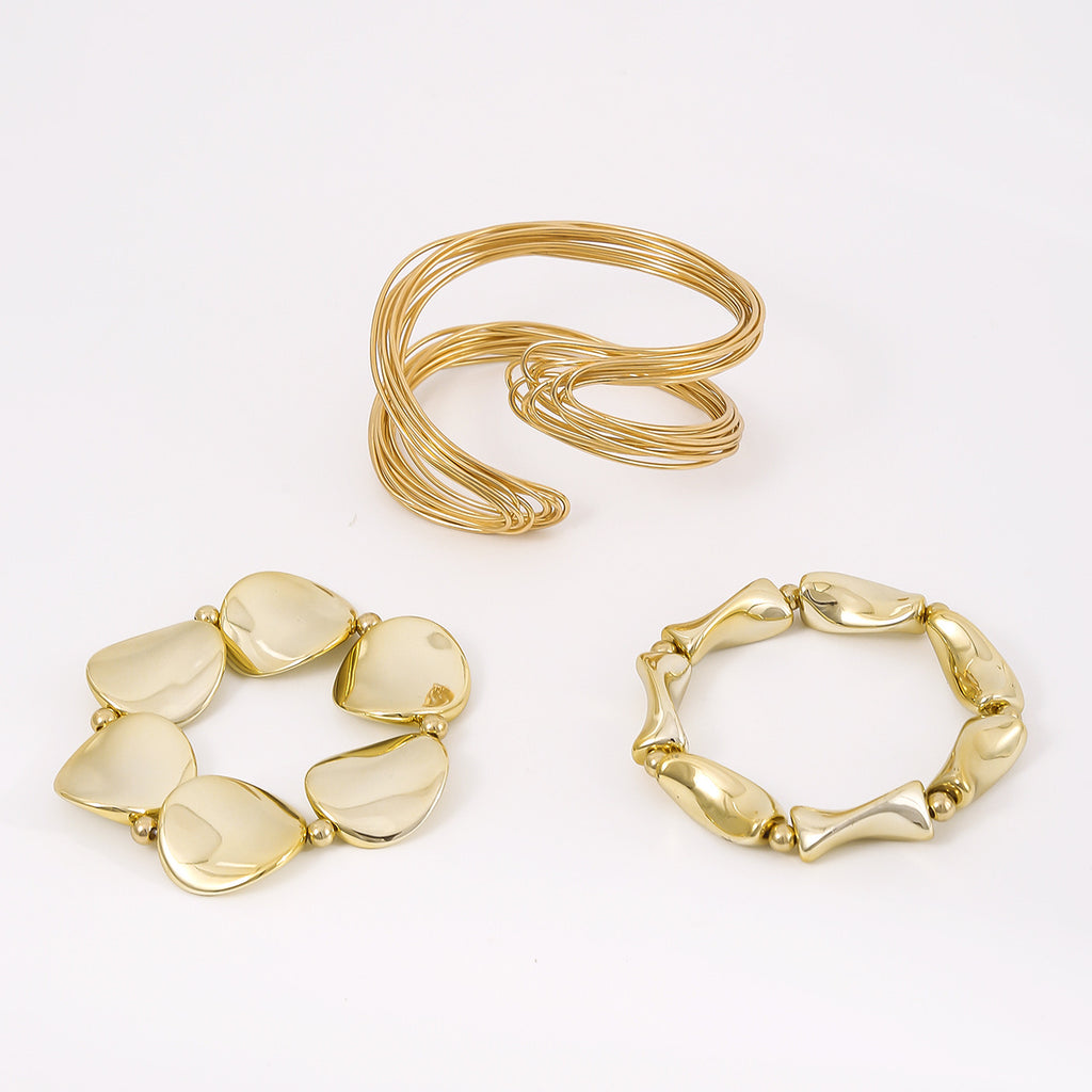 Golden Statement Bracelet Set