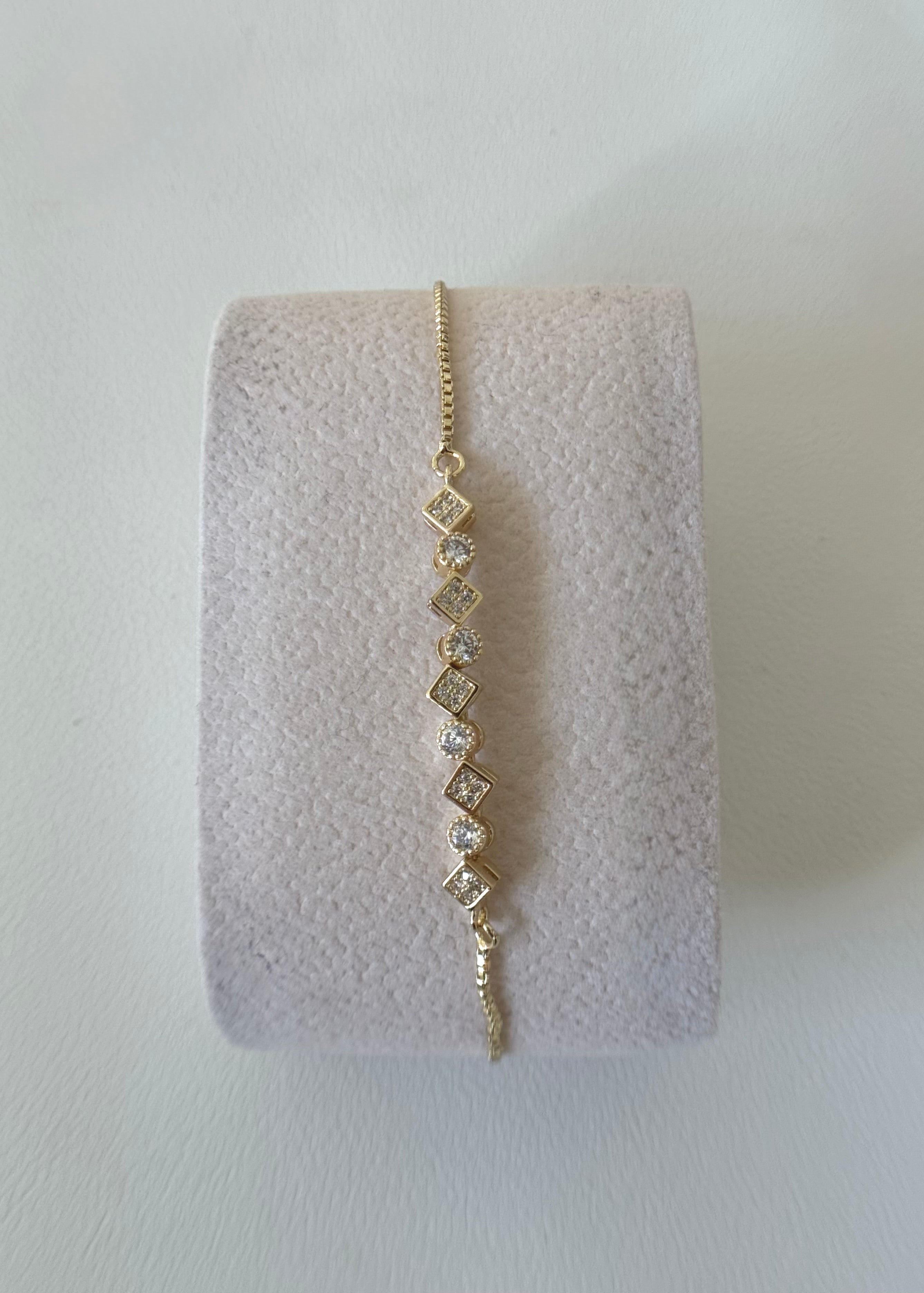 Gold Plated 14k – Luxe Geo CZ Bracelet - B012