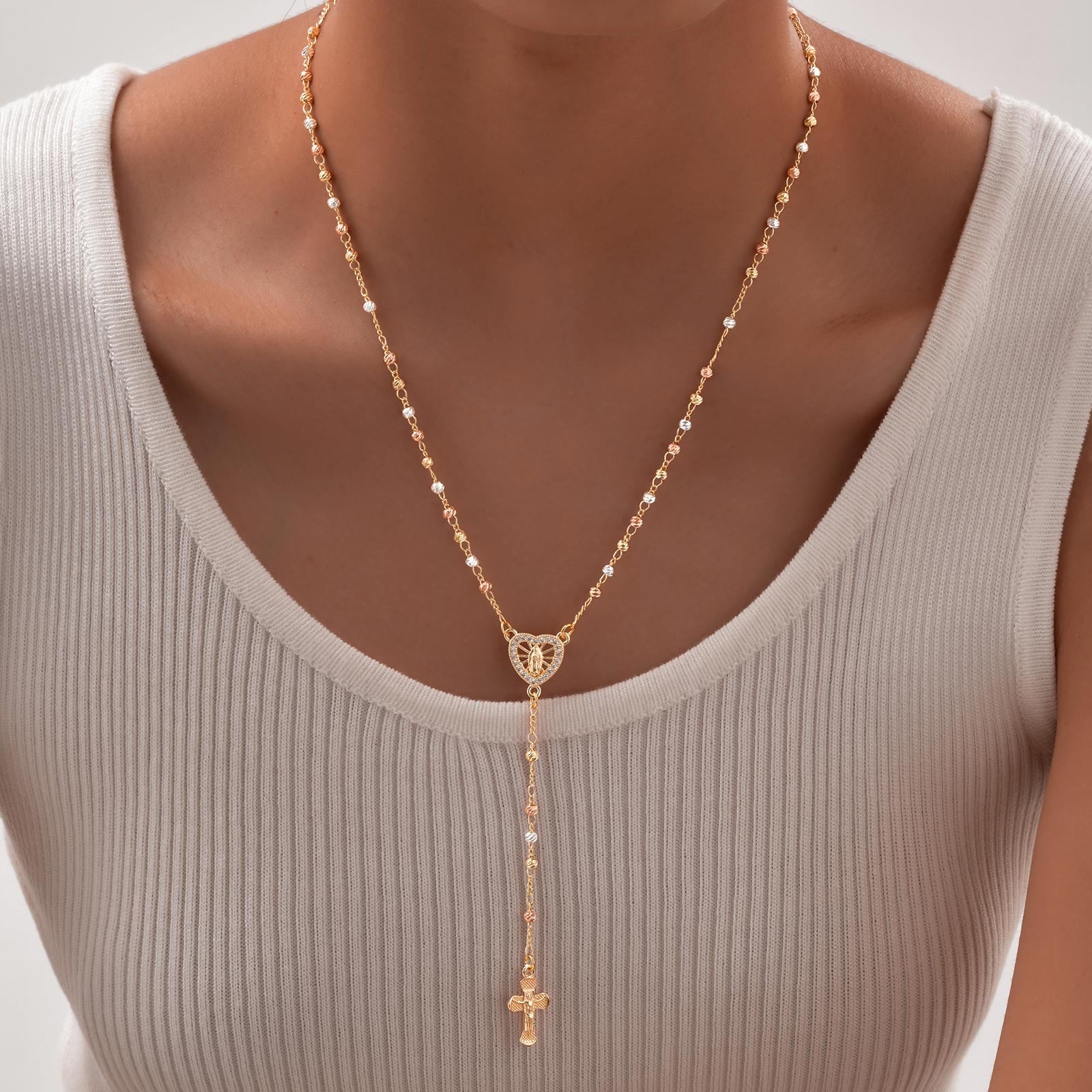Gold Plated 14k – Trinity Rosary Necklace