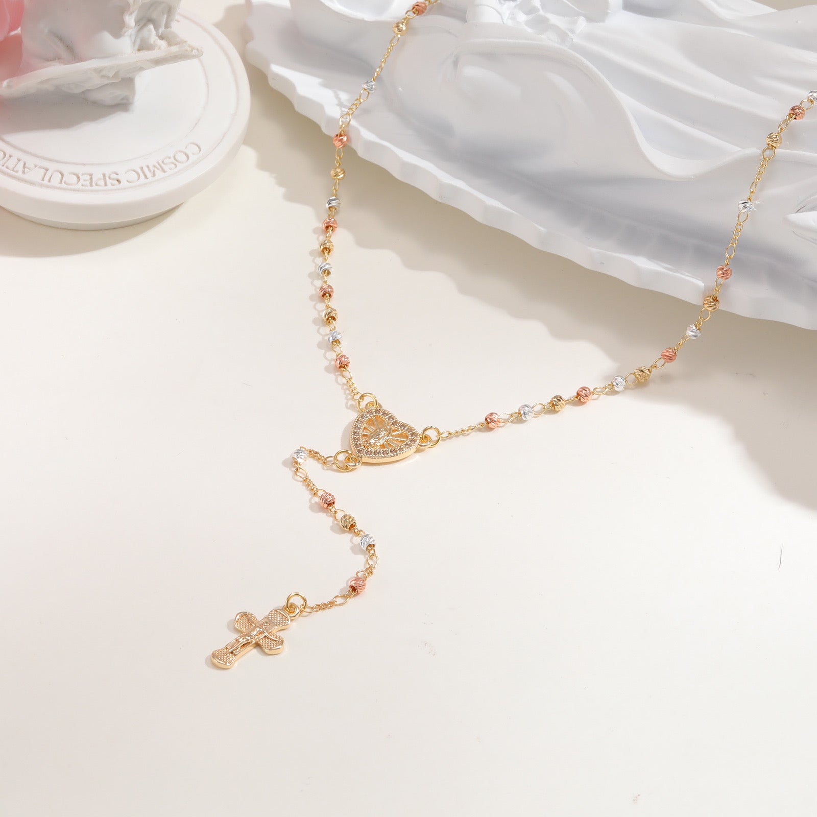 Gold Plated 14k – Trinity Rosary Necklace