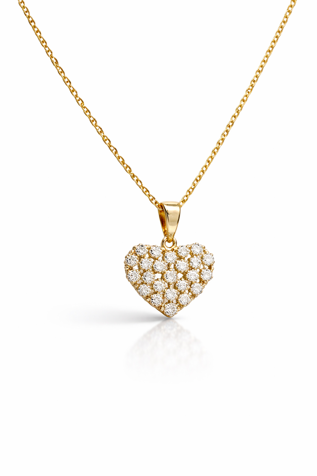 Gold Plated 14k – Crystal Heart Cluster Pendant Set with Earrings