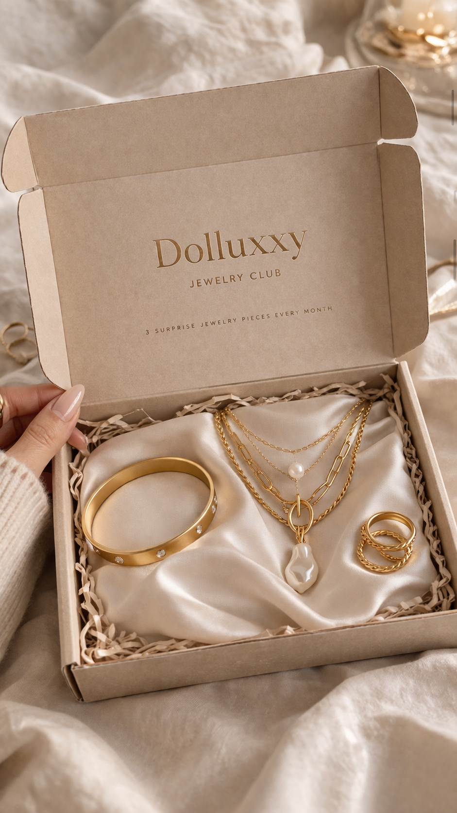 The Dolluxxy Monthly Jewelry Box ✨ 3 Jewelry Pieces Included