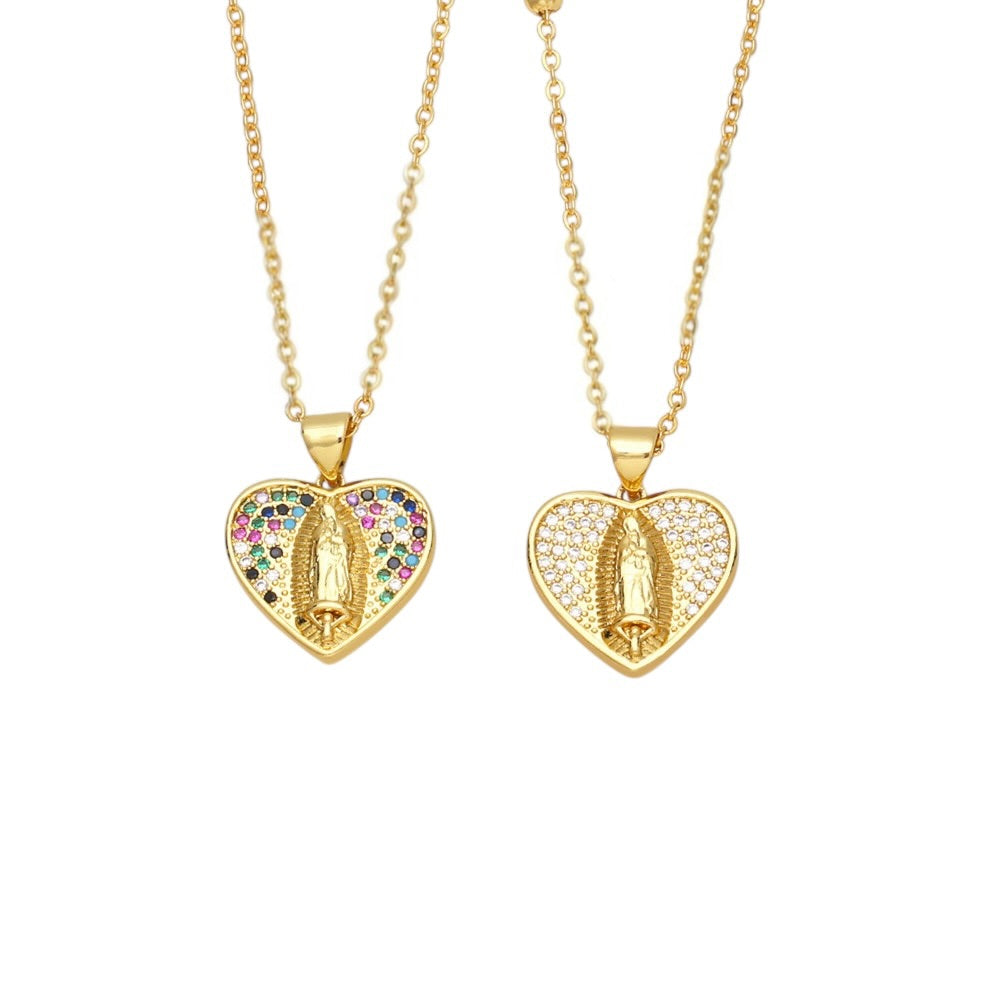 Sacred Heart Virgin Mary Necklace – Gold Plated
