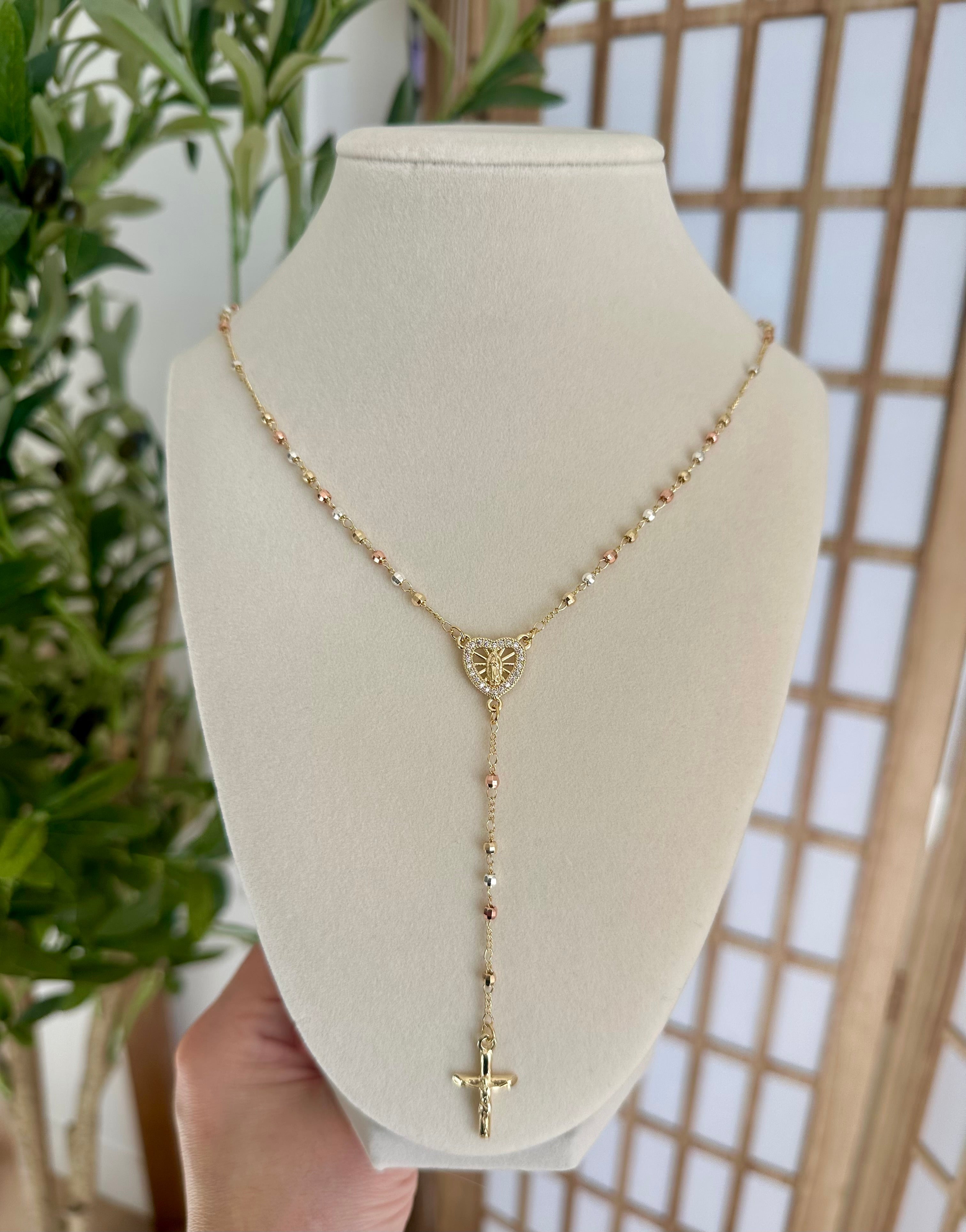 Gold Plated 14k – Trinity Rosary Necklace