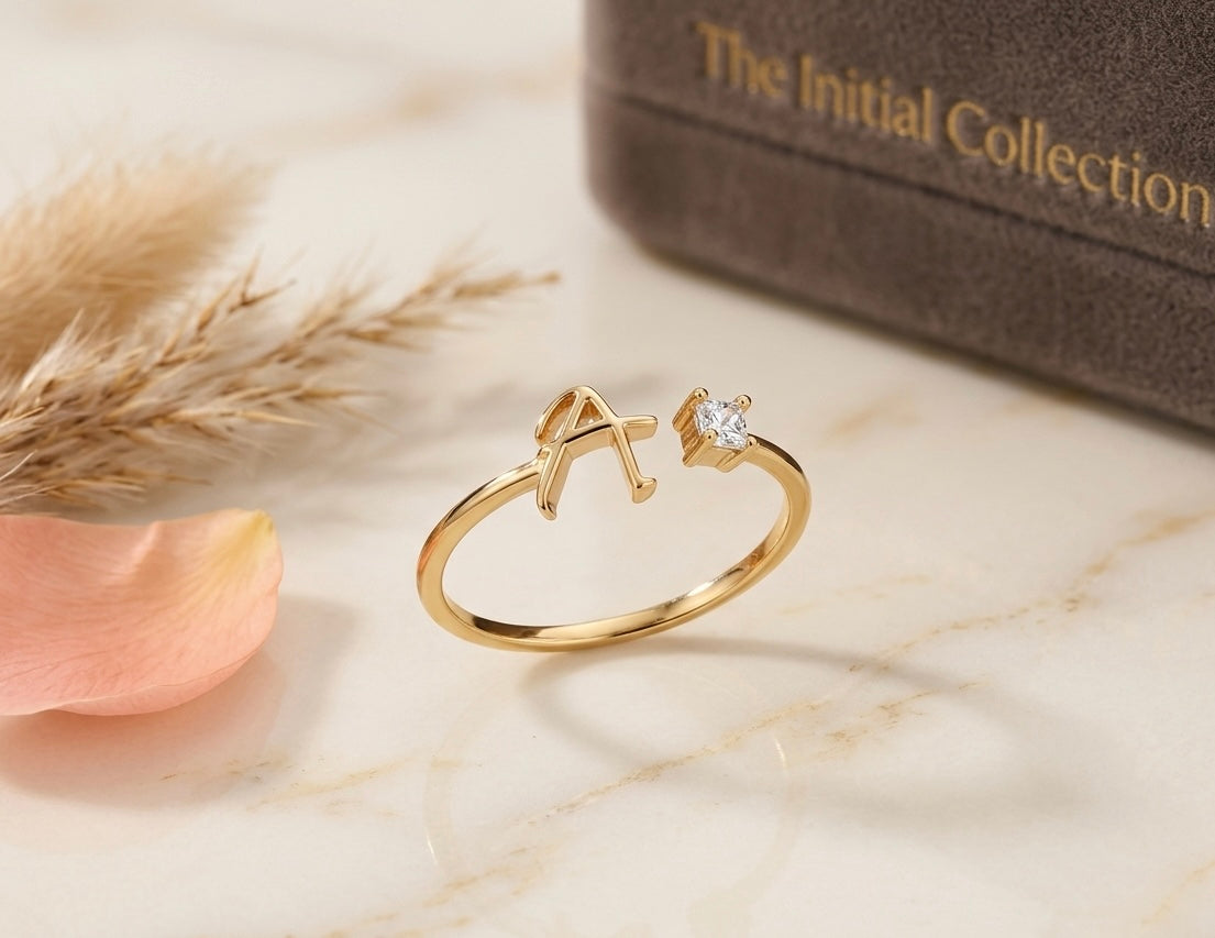 Doll Initial Luxe Ring - Adjustable
