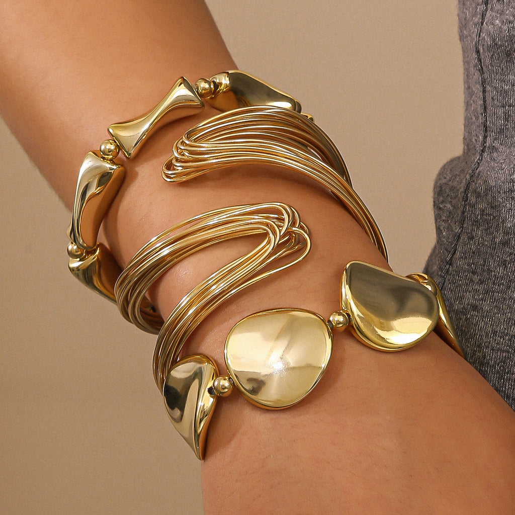 Golden Statement Bracelet Set