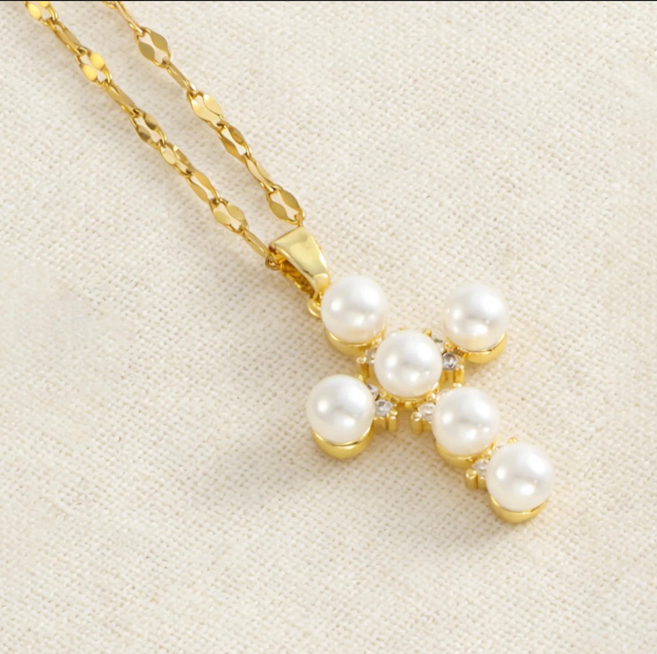Classic Pearl Cross Necklace