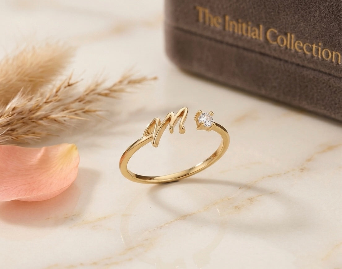 Doll Initial Luxe Ring - Adjustable