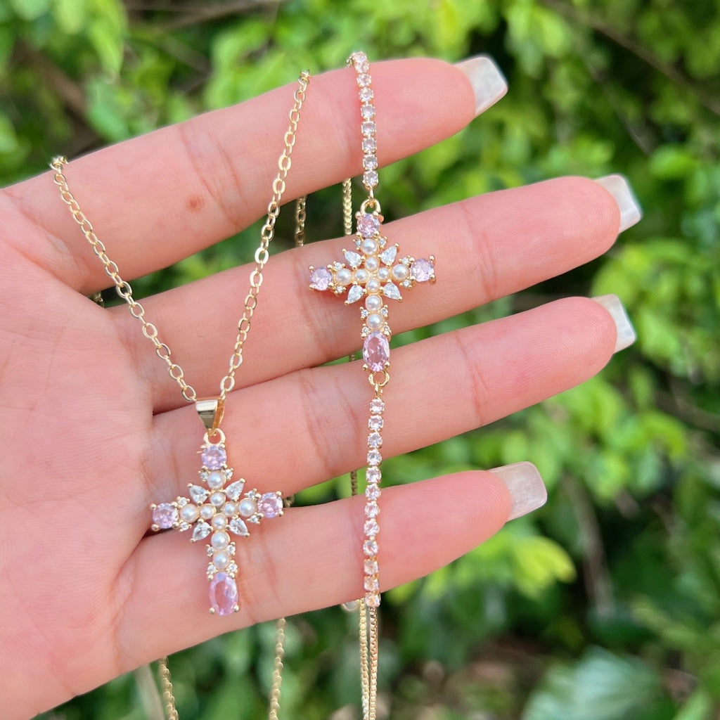 Blush Cross Jewelry Set