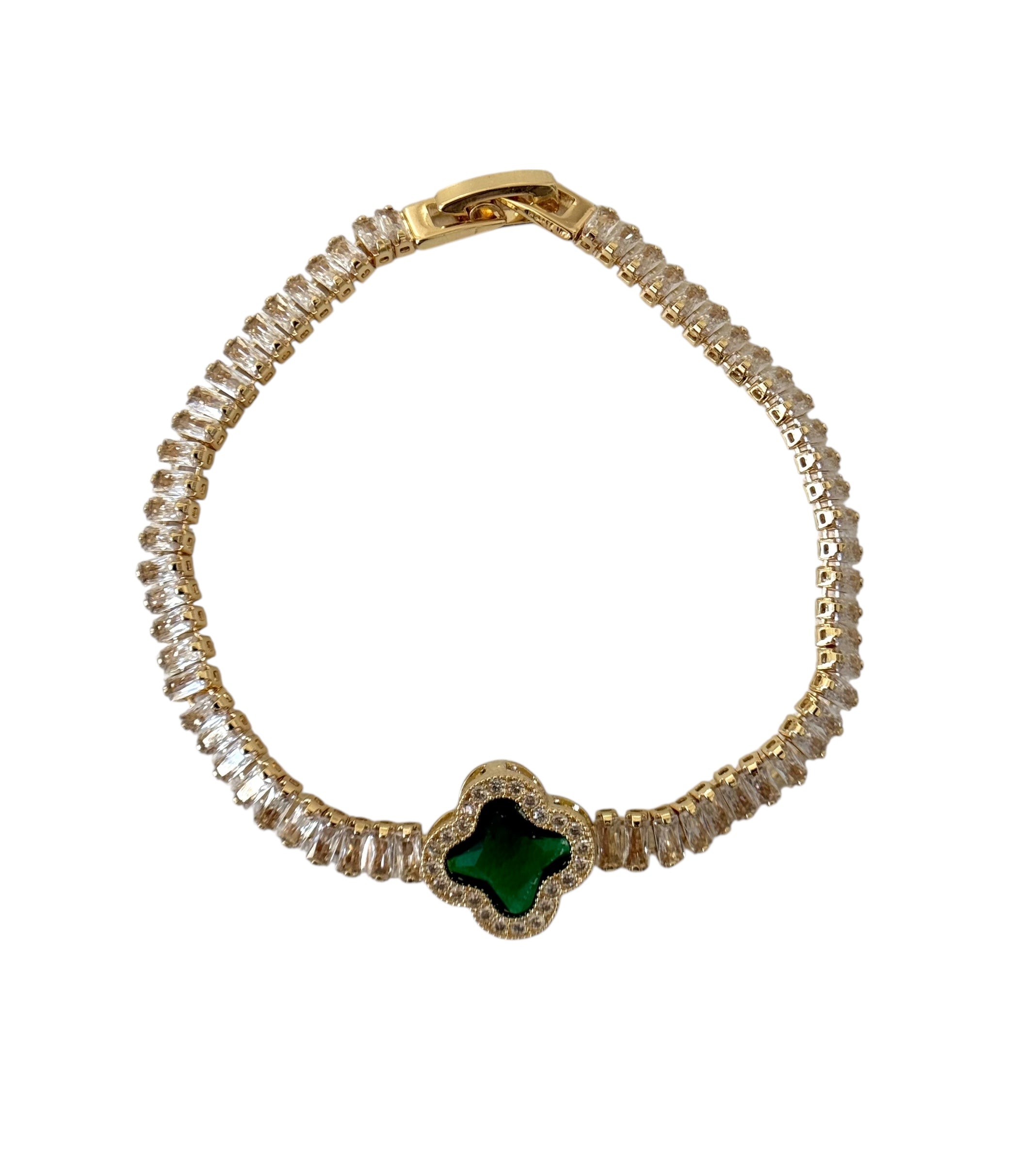 Gold Plated 14K – B003

Green Clover Tennis Bracelet